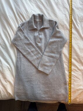Light Gray Collared Knit Sweater Dress